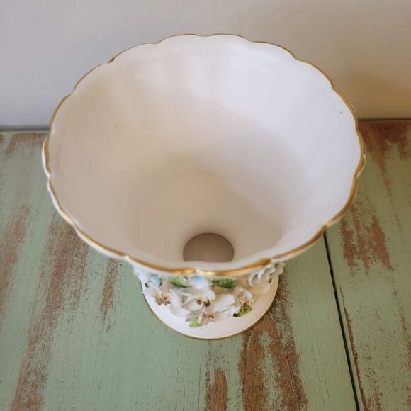 1950's Norcrest Dogwood or Cherry Blossom Flower Pedestal Vase - Picture 12 of 14